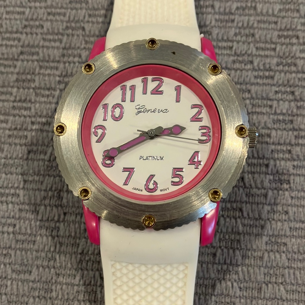 Vintage Geneva White And Pink Watch